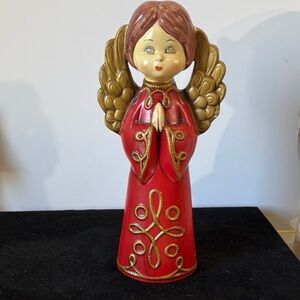 Vintage Ardco Red Praying Christmas Angel figurine 11" Paper Mache Japan